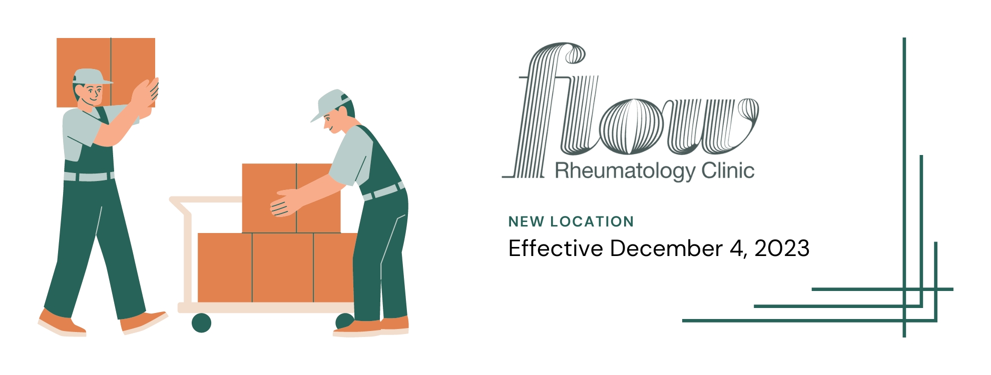 Effective December 4th 2023, Flow Rheumatology will be moving to a new location to better serve our patients and enhance the quality of care we provide.